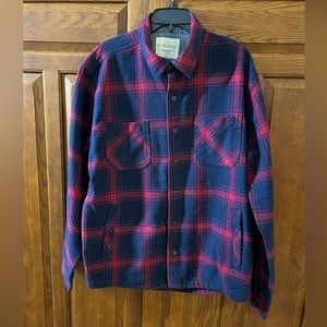 Weatherproof Flannel Shirt Jacket - Navy Red Plaid - Men’s Large (88)